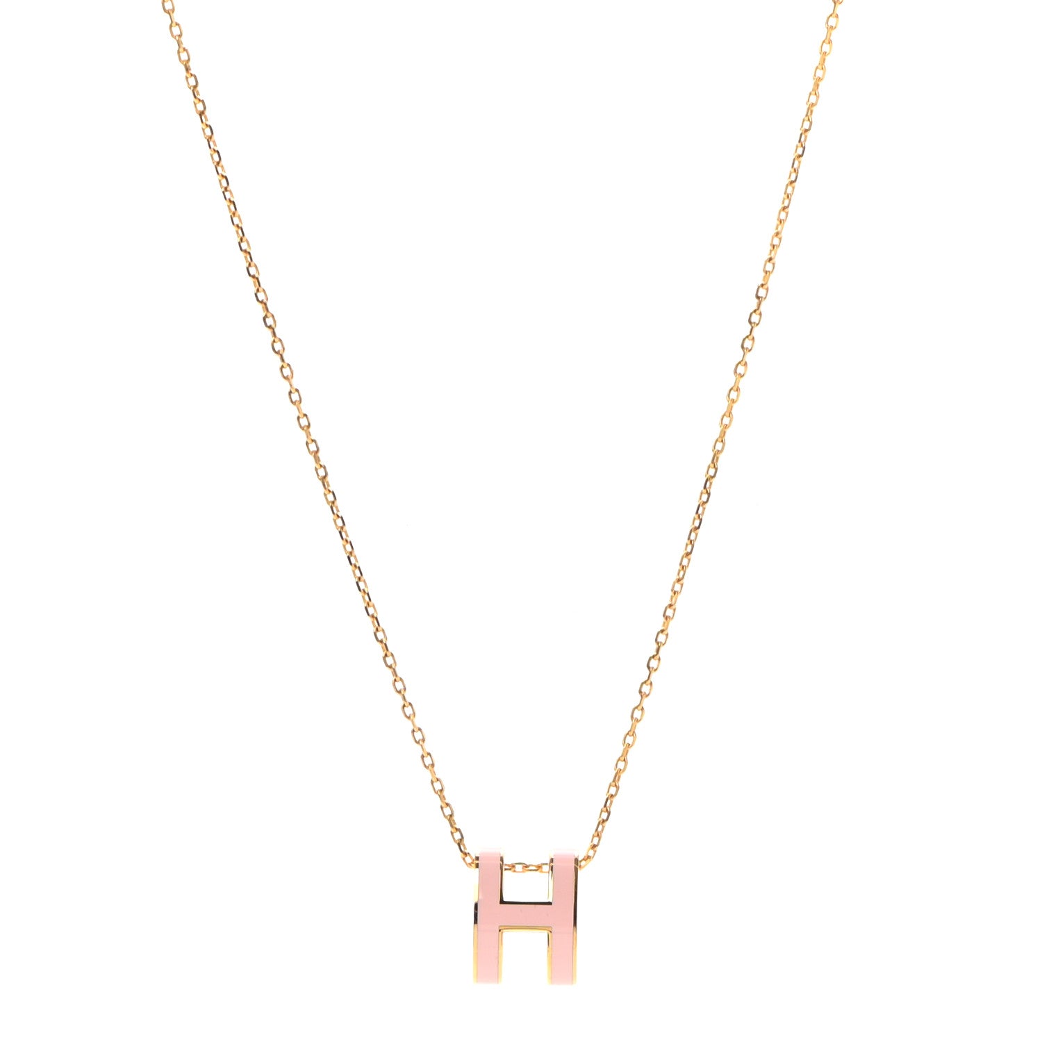 Hermes Lacquered Rose Gold Pop H Pendant Necklace Rose Dragee 1 of 6