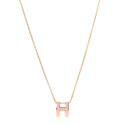 Hermes Lacquered Rose Gold Pop H Pendant Necklace Rose Dragee 1 of 6