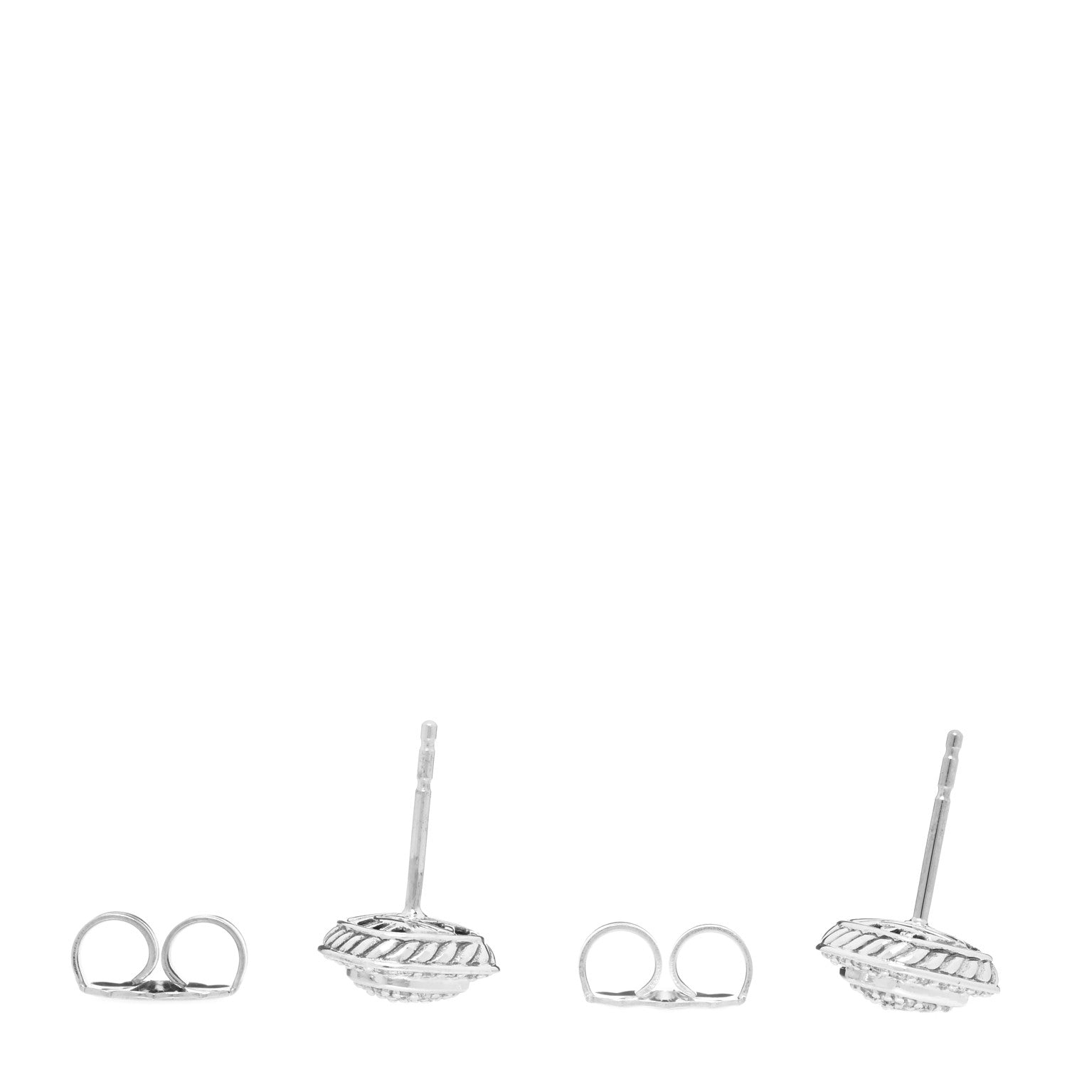 David Yurman Sterling Silver Diamond 5mm Pave Albion Earrings 3 of 4