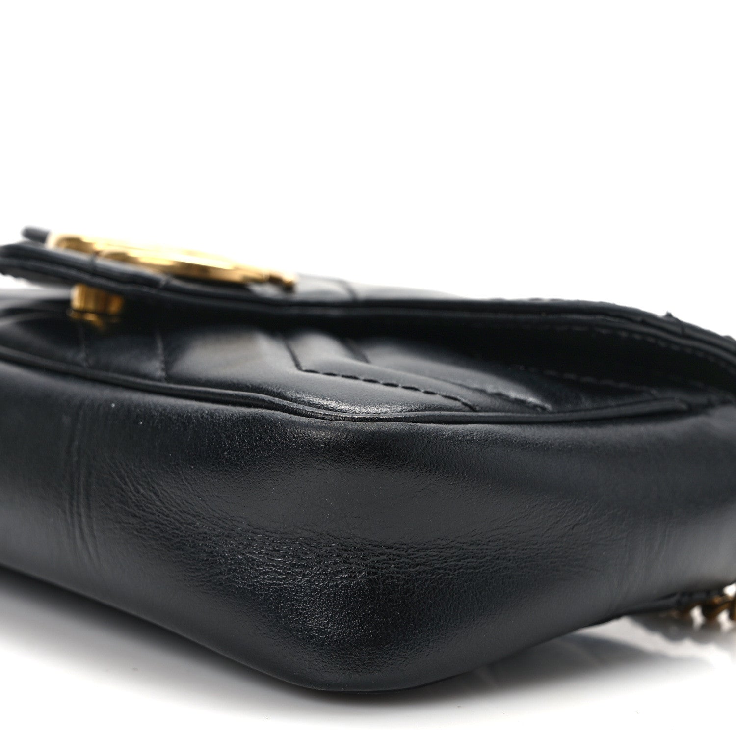 Gucci Calfskin Matelasse Super Mini GG Marmont Shoulder Bag Black 10 of 14