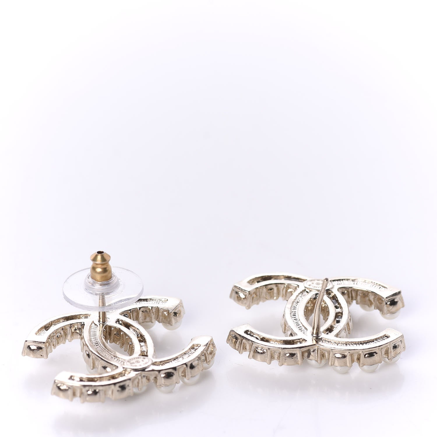 Chanel Crystal Pearl CC Dazzling Domino Earrings Gold 3 of 6