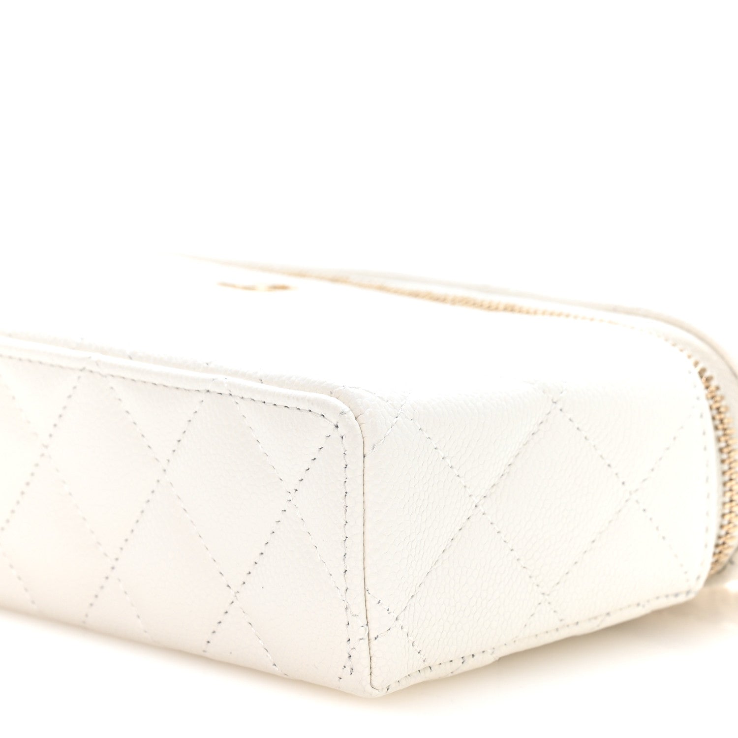 Chanel Caviar Quilted Top Handle Slim Vanity With Chain White 9 of 10