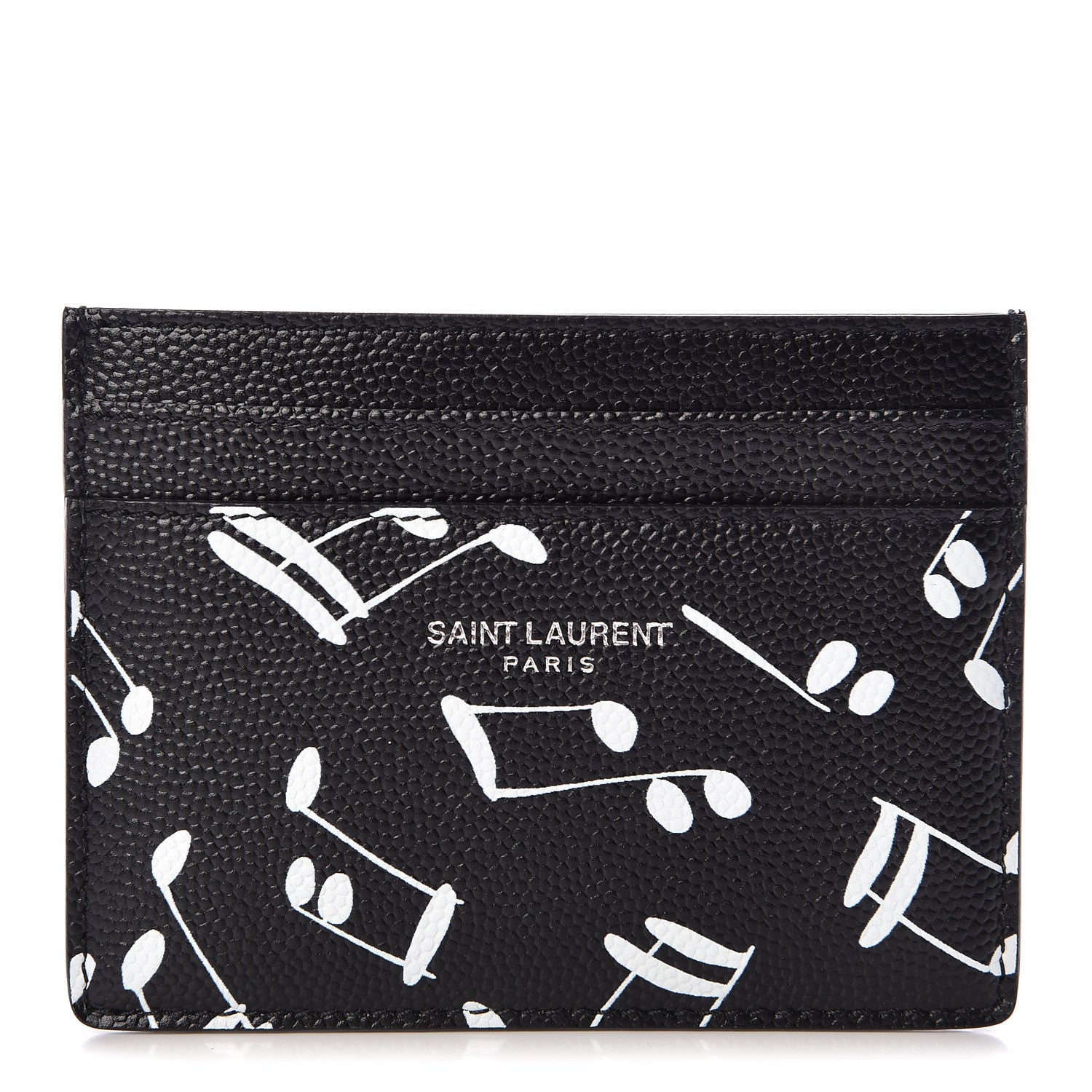 Saint Laurent Grain de Poudre Musical Notes Credit Card Case Black 1 of 8