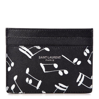 Saint Laurent Grain de Poudre Musical Notes Credit Card Case Black 1 of 8