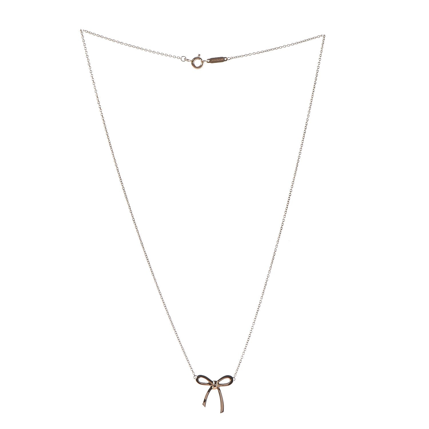 Tiffany 18K Rose Gold Mini Bow Pendant Necklace 3 of 6