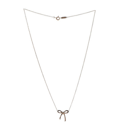 Tiffany 18K Rose Gold Mini Bow Pendant Necklace 3 of 6
