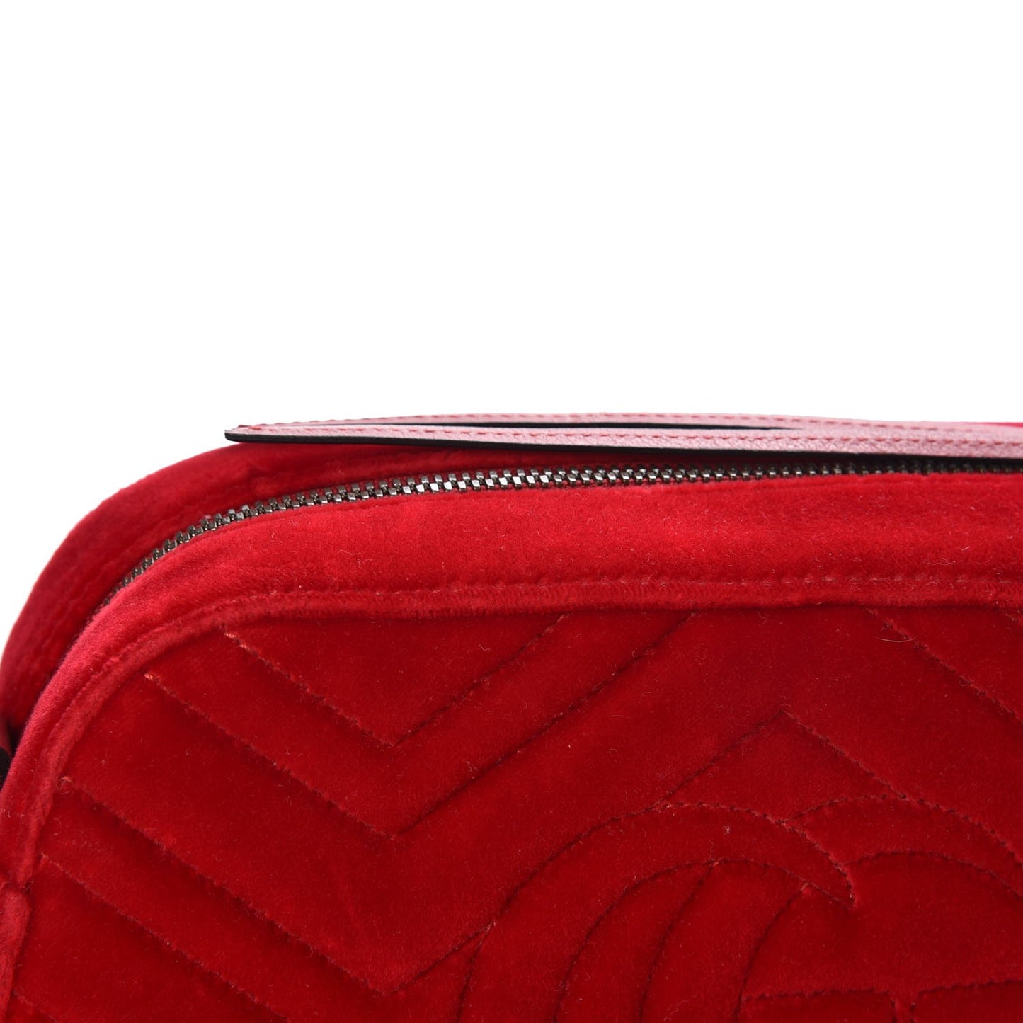 Velvet Matelasse Small GG Marmont Chain Shoulder Bag Hibiscus Red
