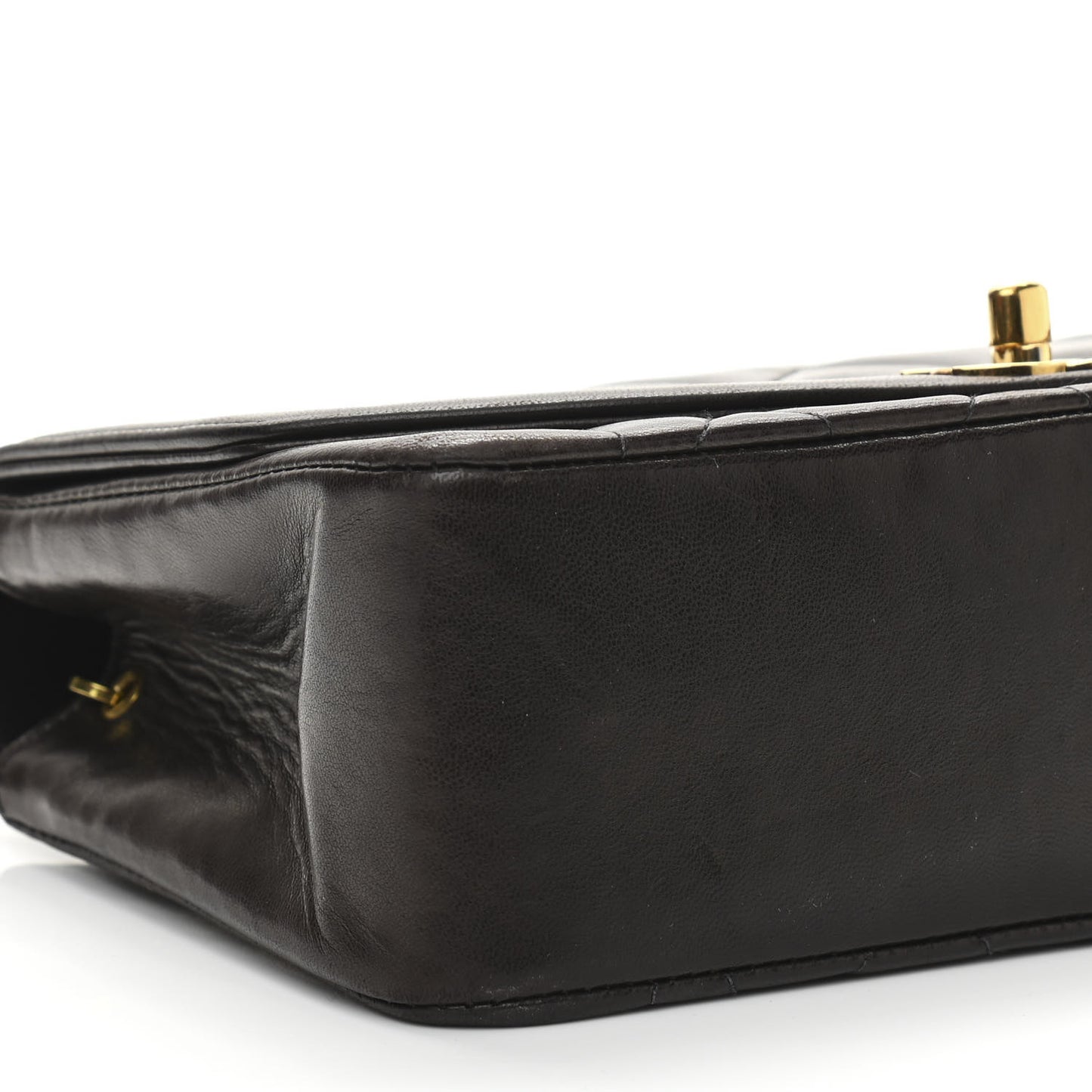 Lambskin Quilted Small Single Flap Brown