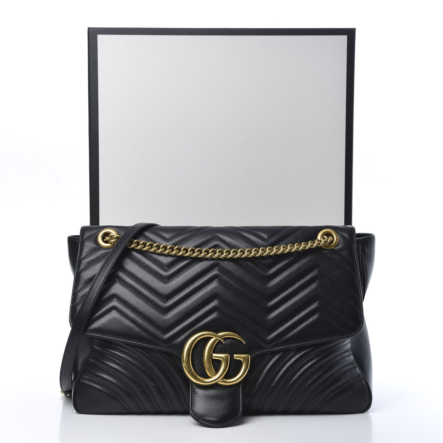 Gucci Calfskin Matelasse Large GG Marmont Shoulder Bag Black 21 of 21