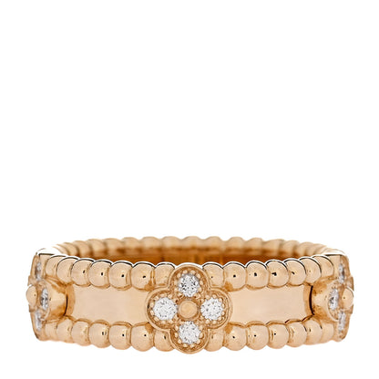 Van Cleef & Arpels 18K Yellow Gold Diamond Sweet Perlee Clovers Ring 55 7.25 3 of 5