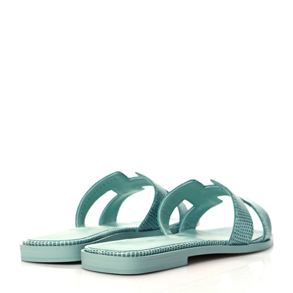 Hermes Lizard Oran Sandals 37 Turquoise 4 of 9