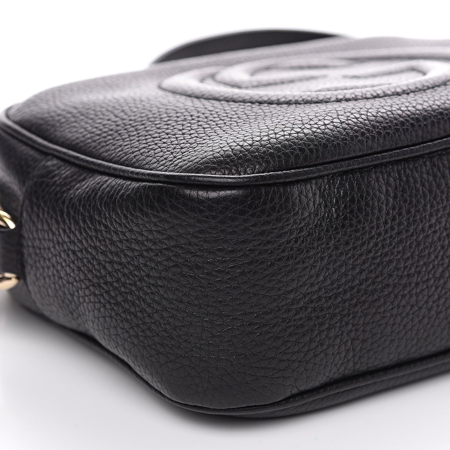 Pebbled Calfskin Small Soho Disco Bag Black