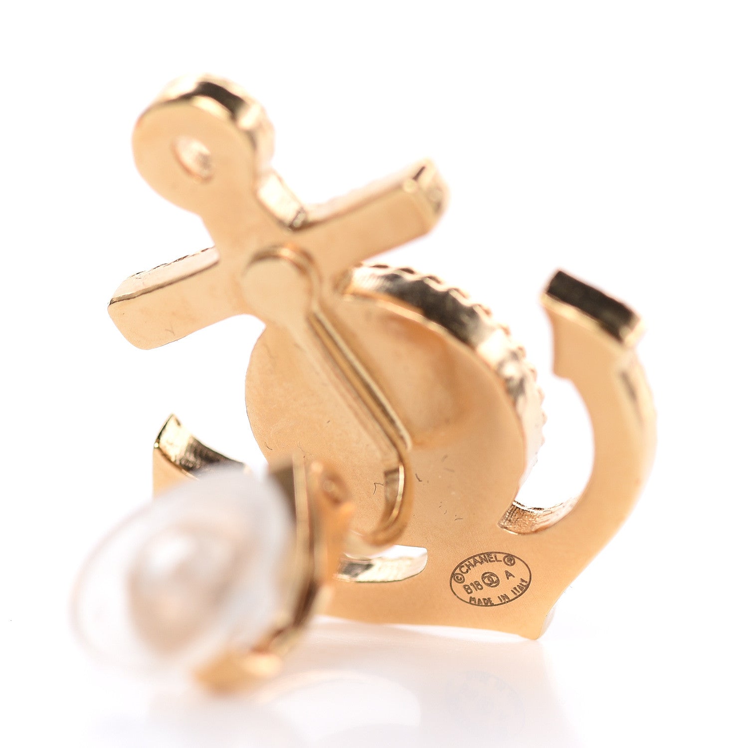 Chanel Metal Anchor CC Earrings Gold 3 of 5