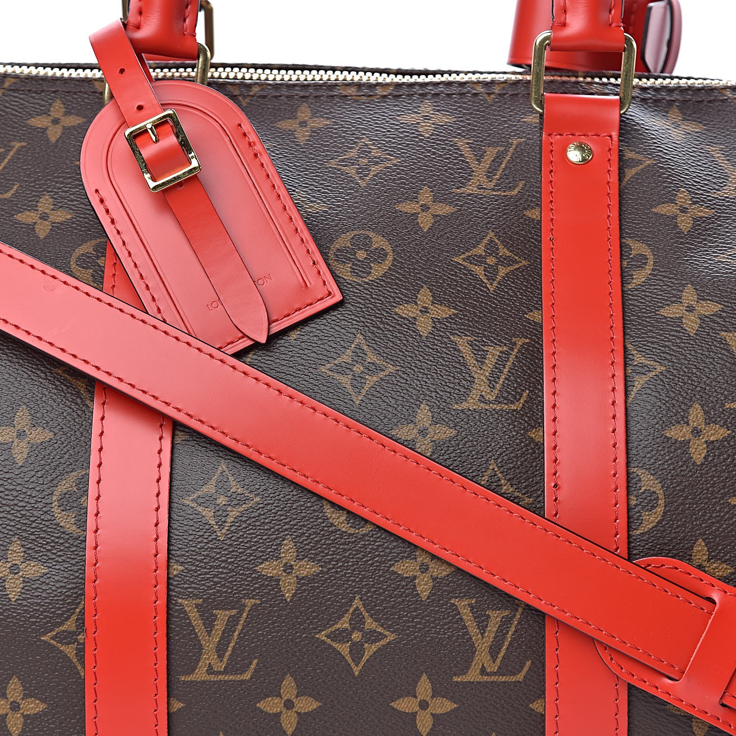 Louis Vuitton Calfskin Monogram Keepall Bandouliere 50 Coquelicot 10 of 10