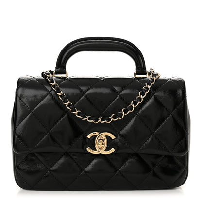 Chanel Shiny Lambskin Quilted Coco Trip Flap Bag Black 1 of 11