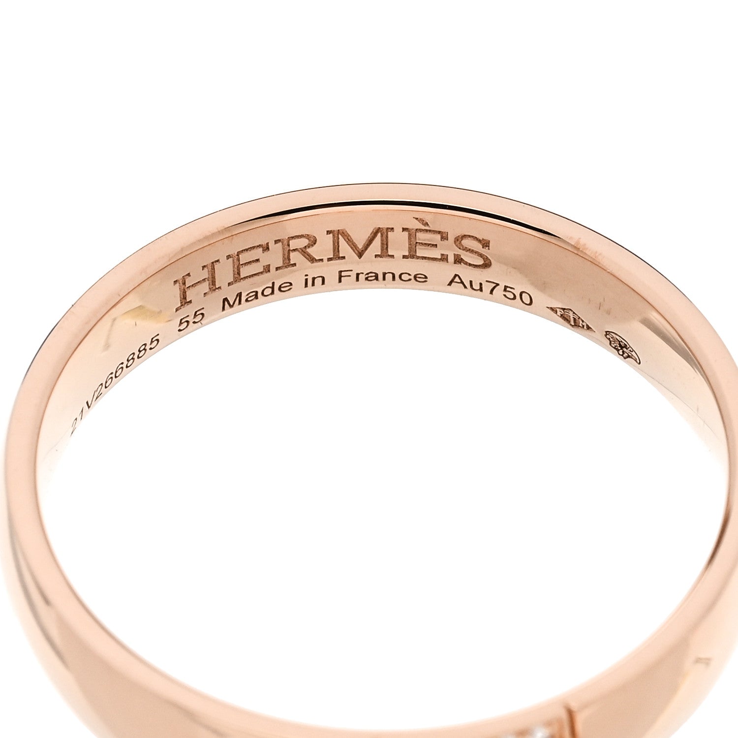 Hermes 18K Rose Gold Diamond Ever Herakles Wedding Band Ring 55 7.25 4 of 5