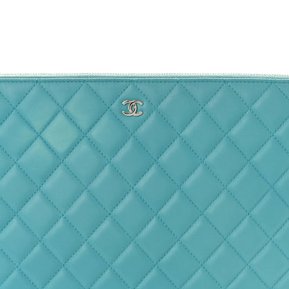 Chanel Lambskin Quilted Large Cosmetic Case Light Blue 8 of 10