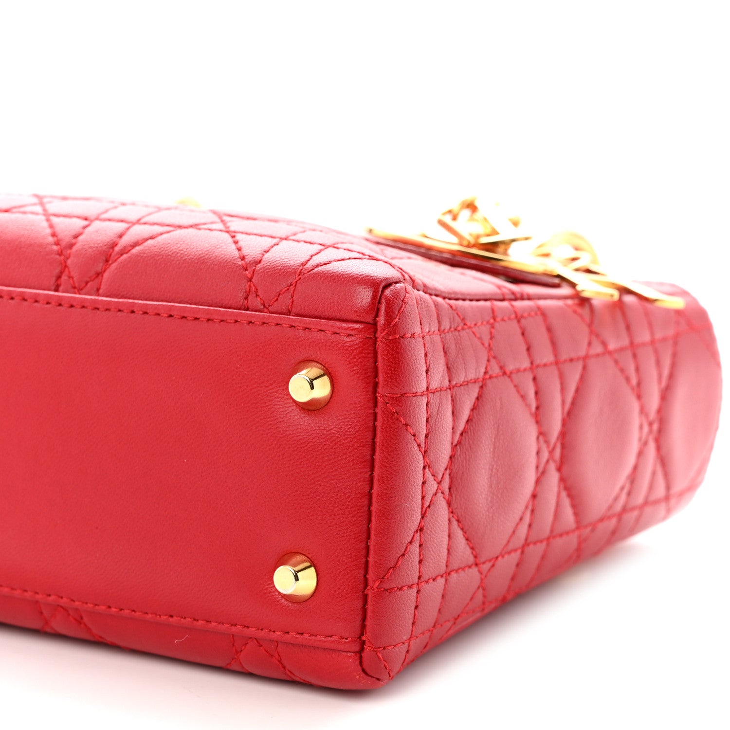 Christian Dior Lambskin Cannage Mini Lady Dior Red 10 of 10