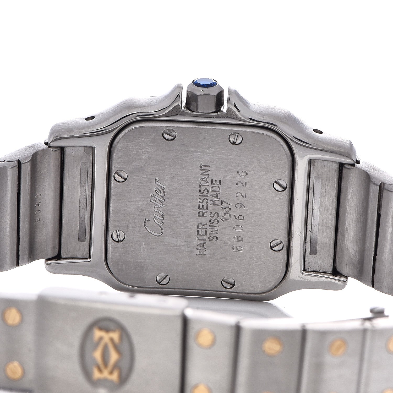 Cartier Stainless Steel 18K Yellow Gold 24mm Santos De Cartier Galbee Quartz Watch Silver 5 of 6
