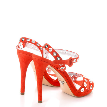 Prada Suede Grommet Sandals 38.5 Red 4 of 10