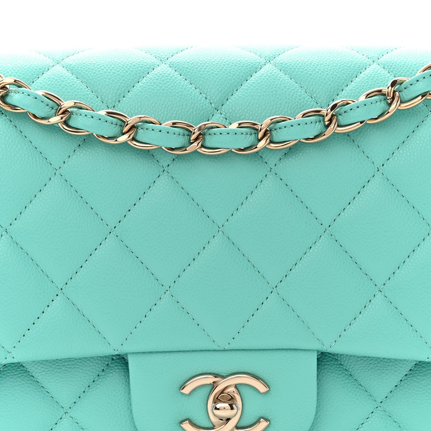 Chanel Caviar Quilted Jumbo Double Flap Turquoise 8 of 11