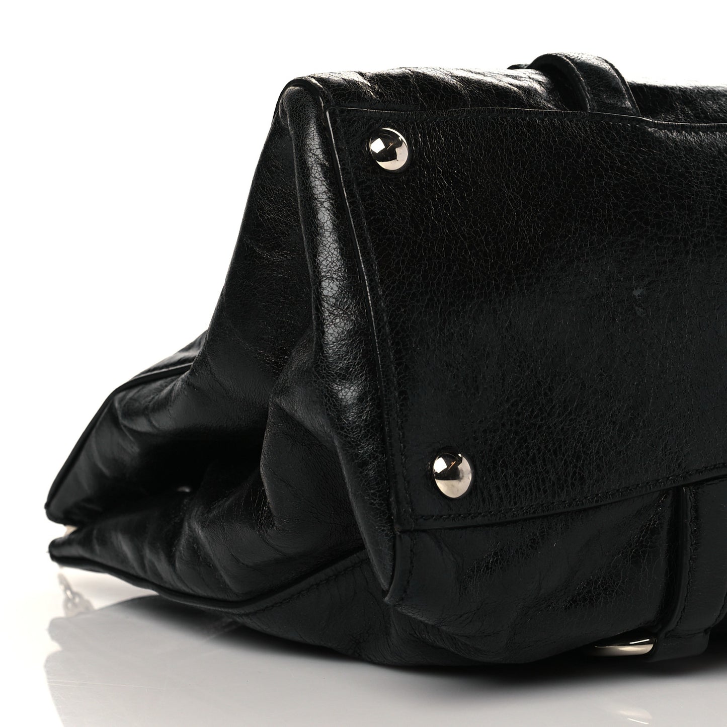 Vitello Shine Top Handle Satchel Black