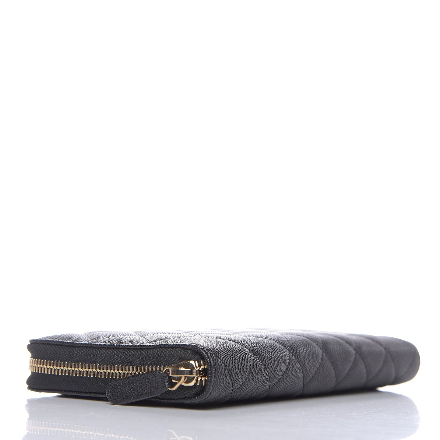 Caviar Quilted Large Zip Around Organizer Wallet Black