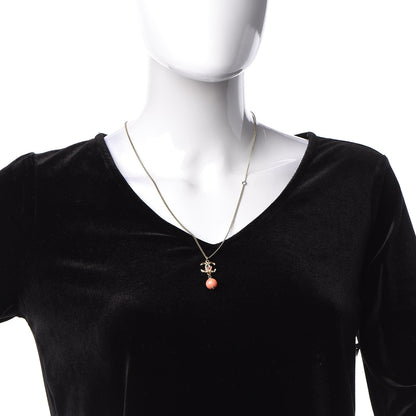 Chanel Crystal Pearl CC Drop Pendant Necklace Gold 2 of 4
