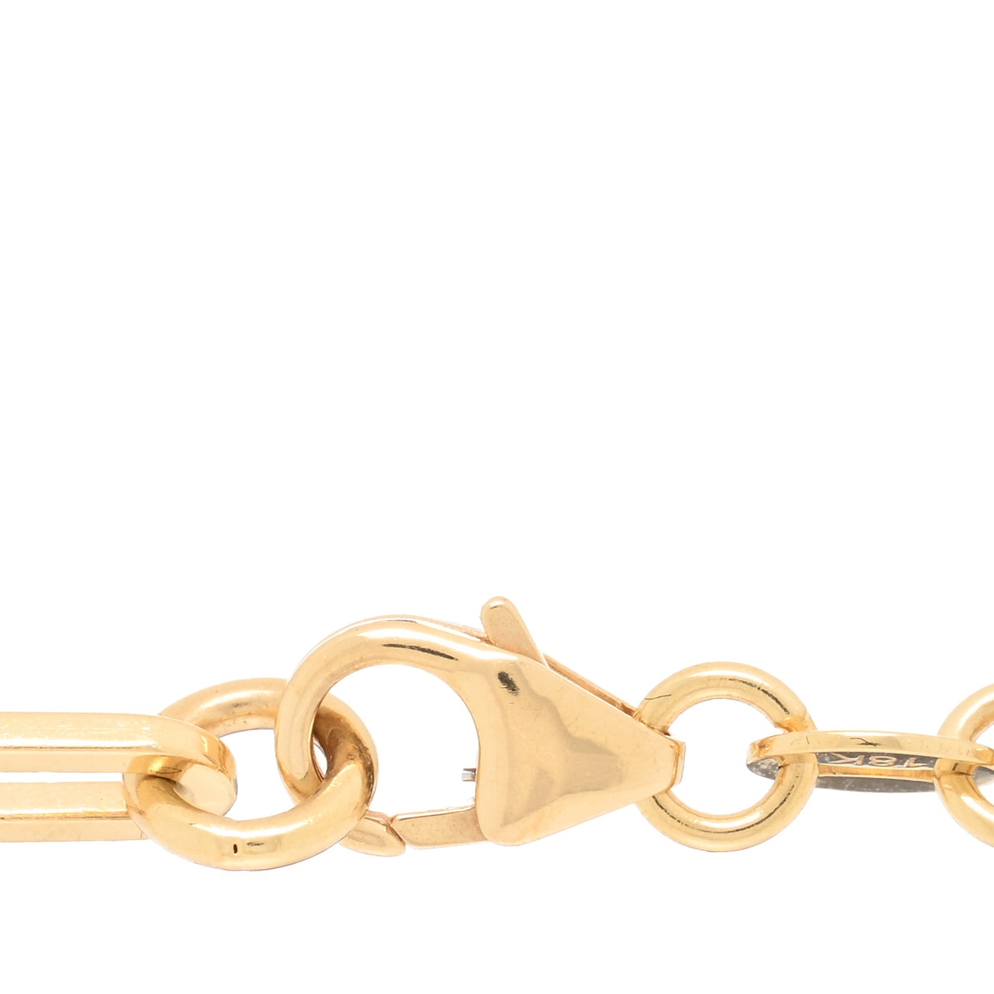 18K Yellow Gold Diamond Miniature Heart Initial Love Classic Fob Clip Chain Bracelet