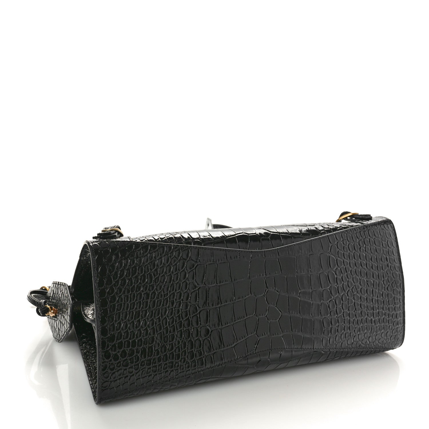 Balenciaga Shiny Supple Calfskin Crocodile Embossed Brass Hardware Neo Classic City Black 4 of 13
