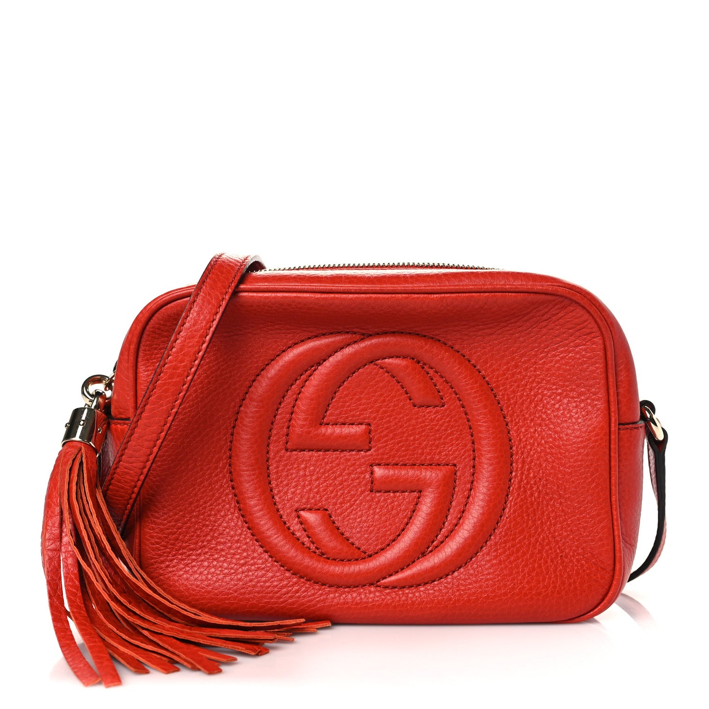 Pebbled Calfskin Small Soho Disco Bag Vibrant Red