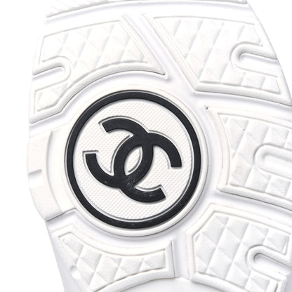 Chanel Suede Calfskin Fabric CC Sneakers 38.5 White 6 of 9