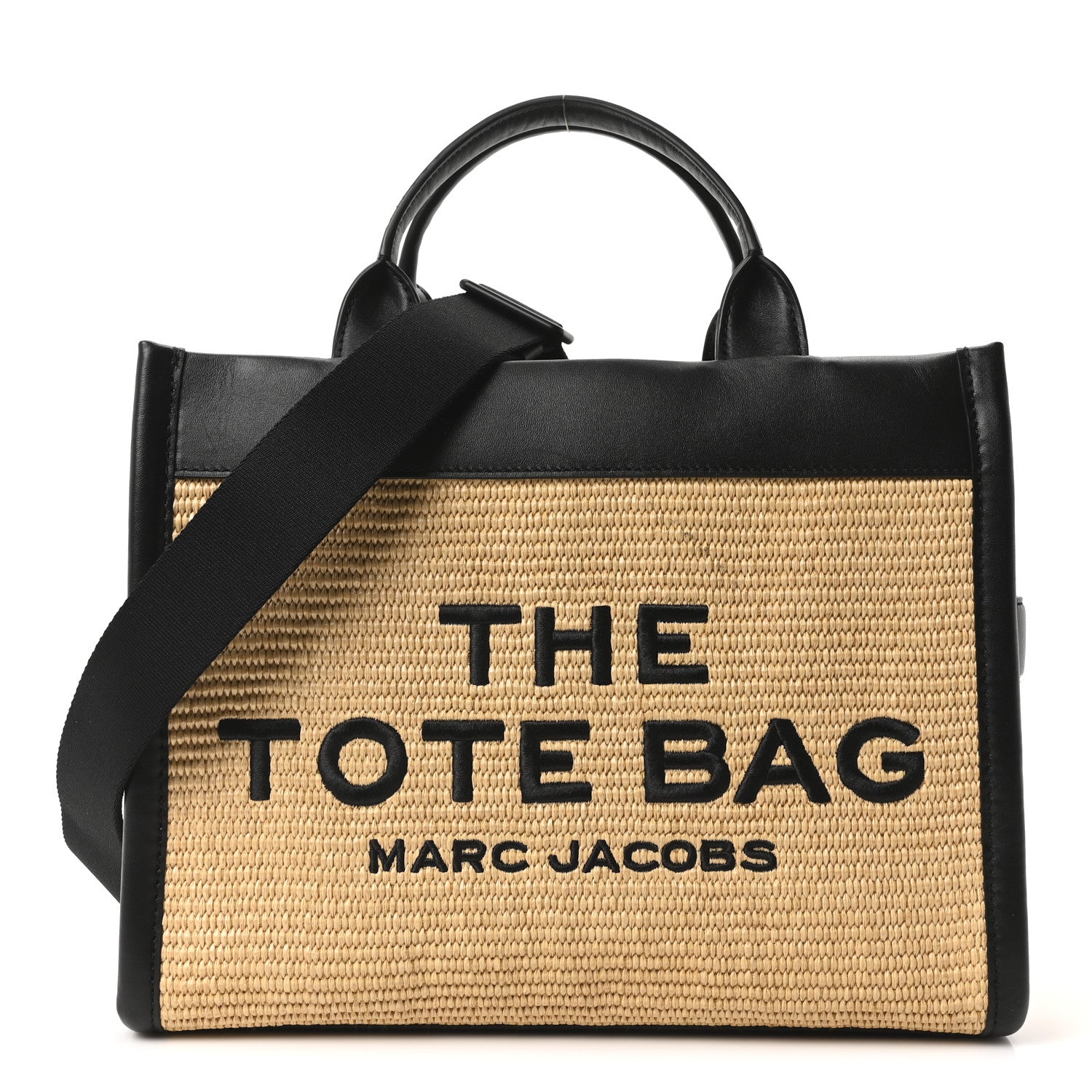 Marc Jacobs Calfskin Woven Straw Medium The Tote Bag Natural 1 of 9