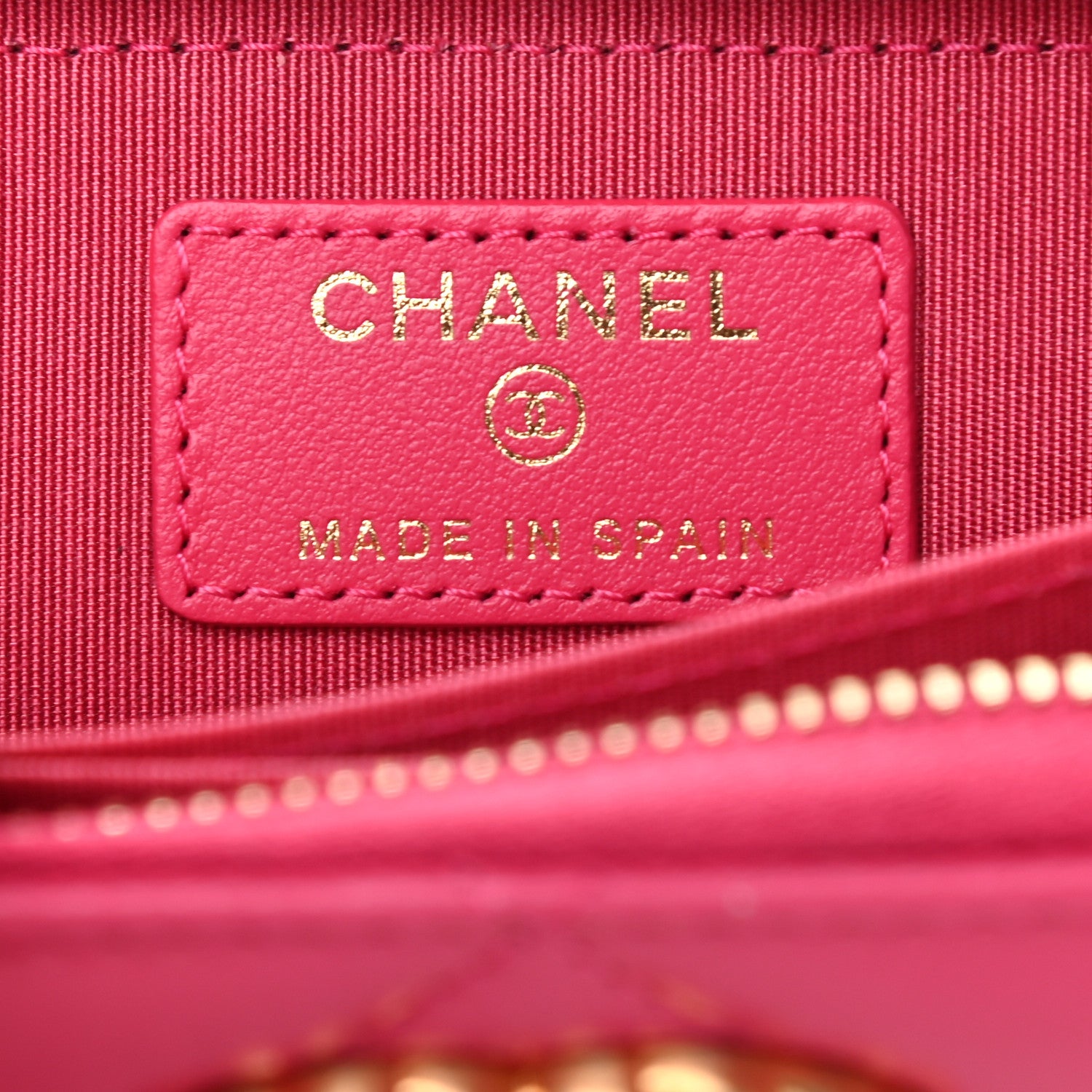 Chanel Shiny Goatskin Quilted 19 Zip Around Coin Purse Wallet Dark Pink 6 of 7