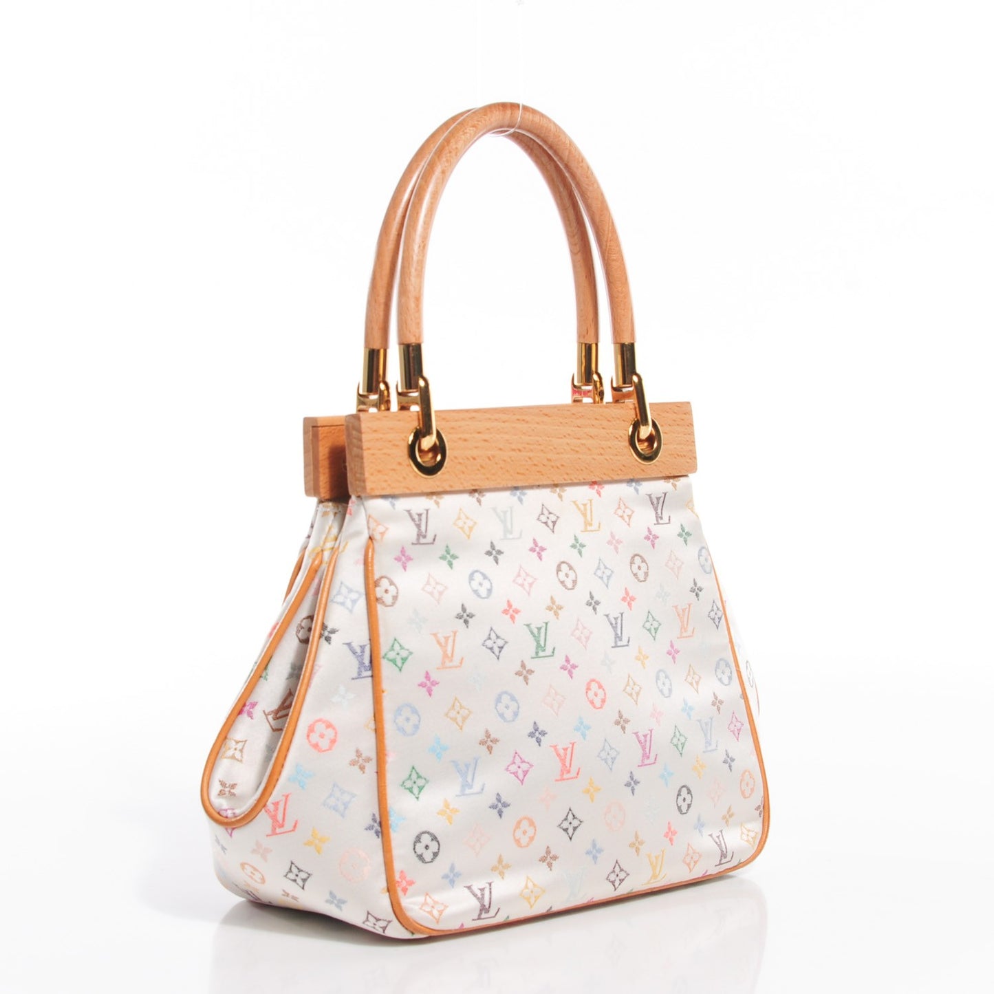 Silk Satin Monogram Multicolor Abelia White
