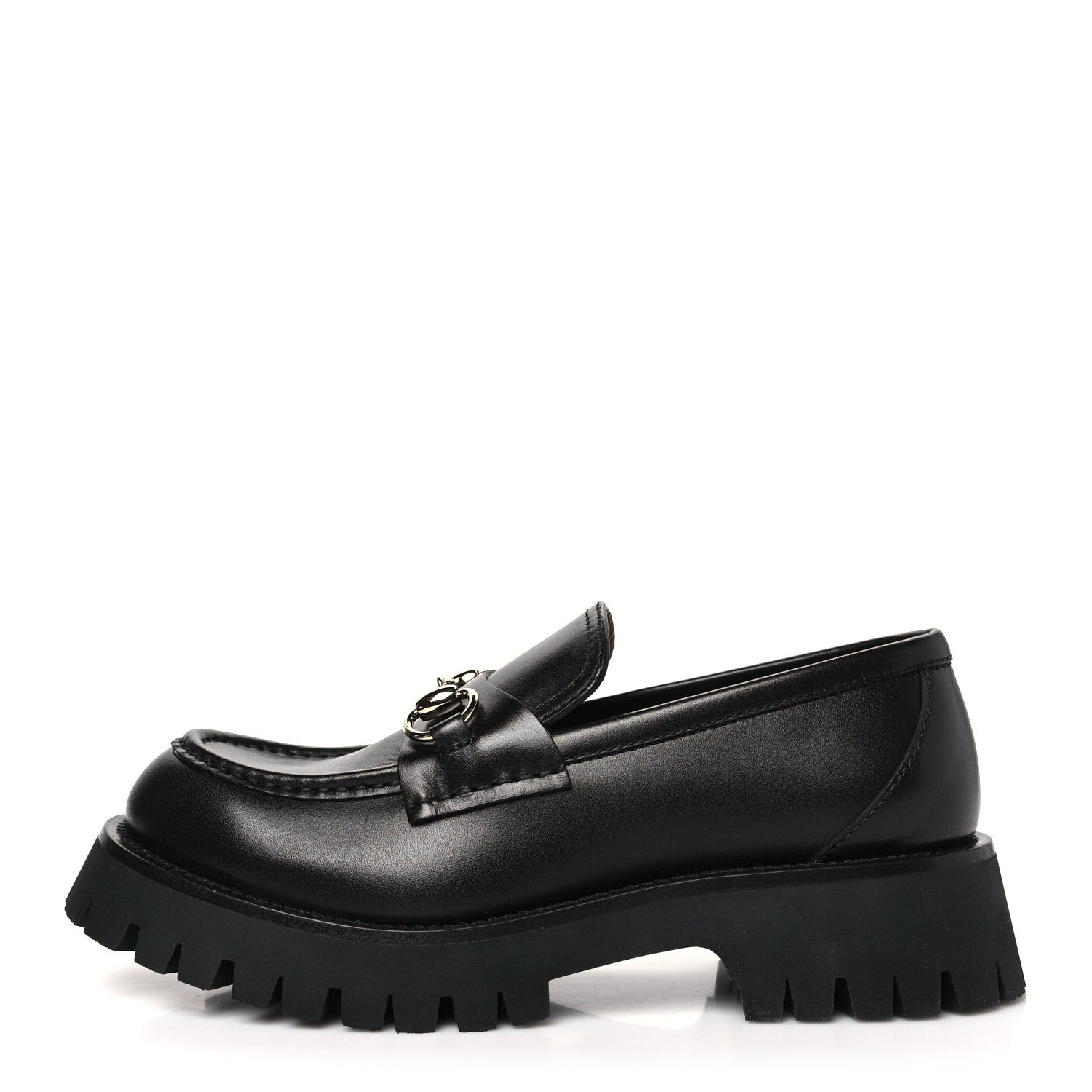 Gucci Betis Glamour Calfskin Womens Horsebit Loafers 38 Black 1 of 10