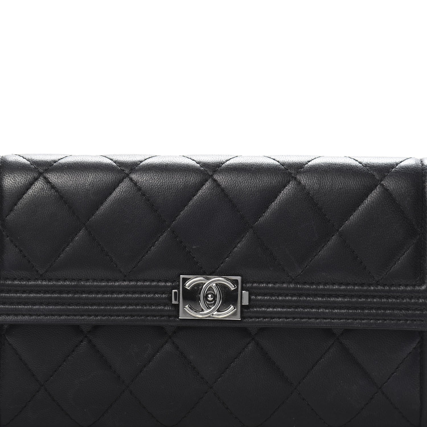 Chanel Lambskin Quilted Boy Flap Wallet Black 14 of 14