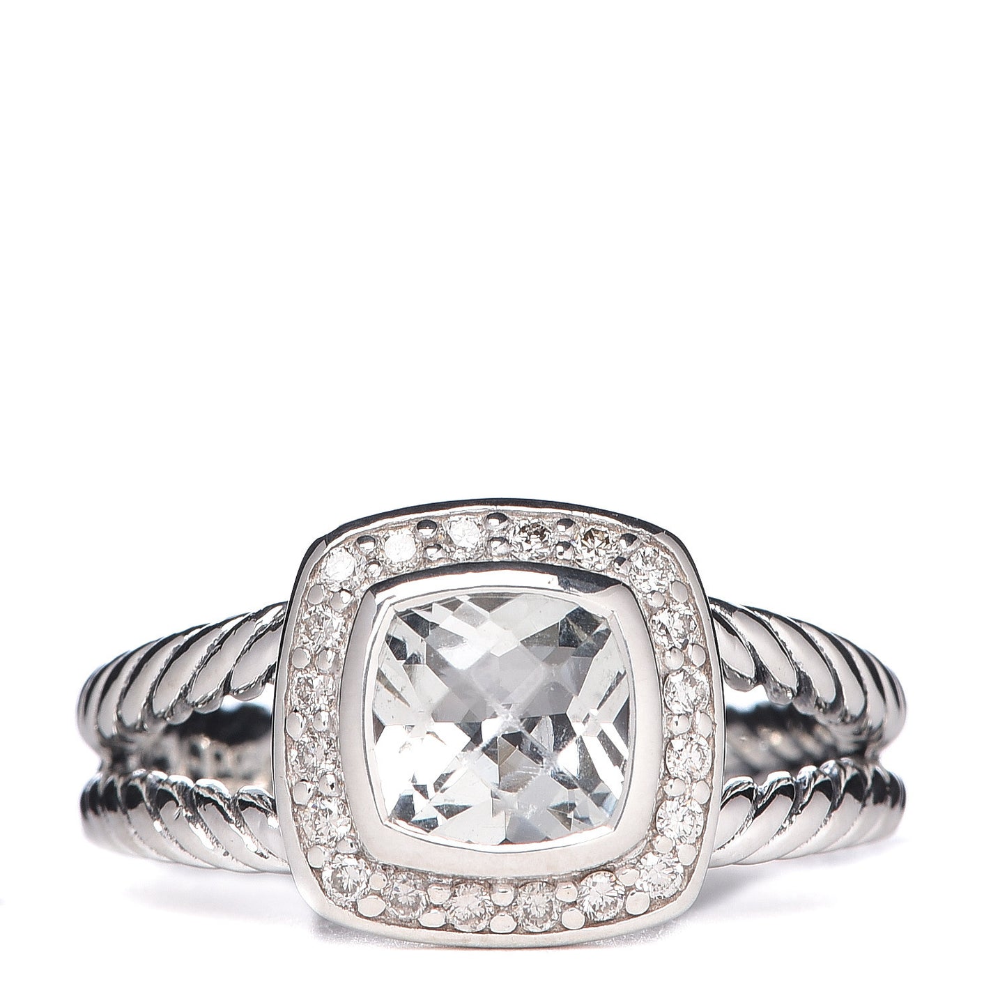 Sterling Silver Diamond Prasiolite 7mm Petite Albion Ring 55 7.25