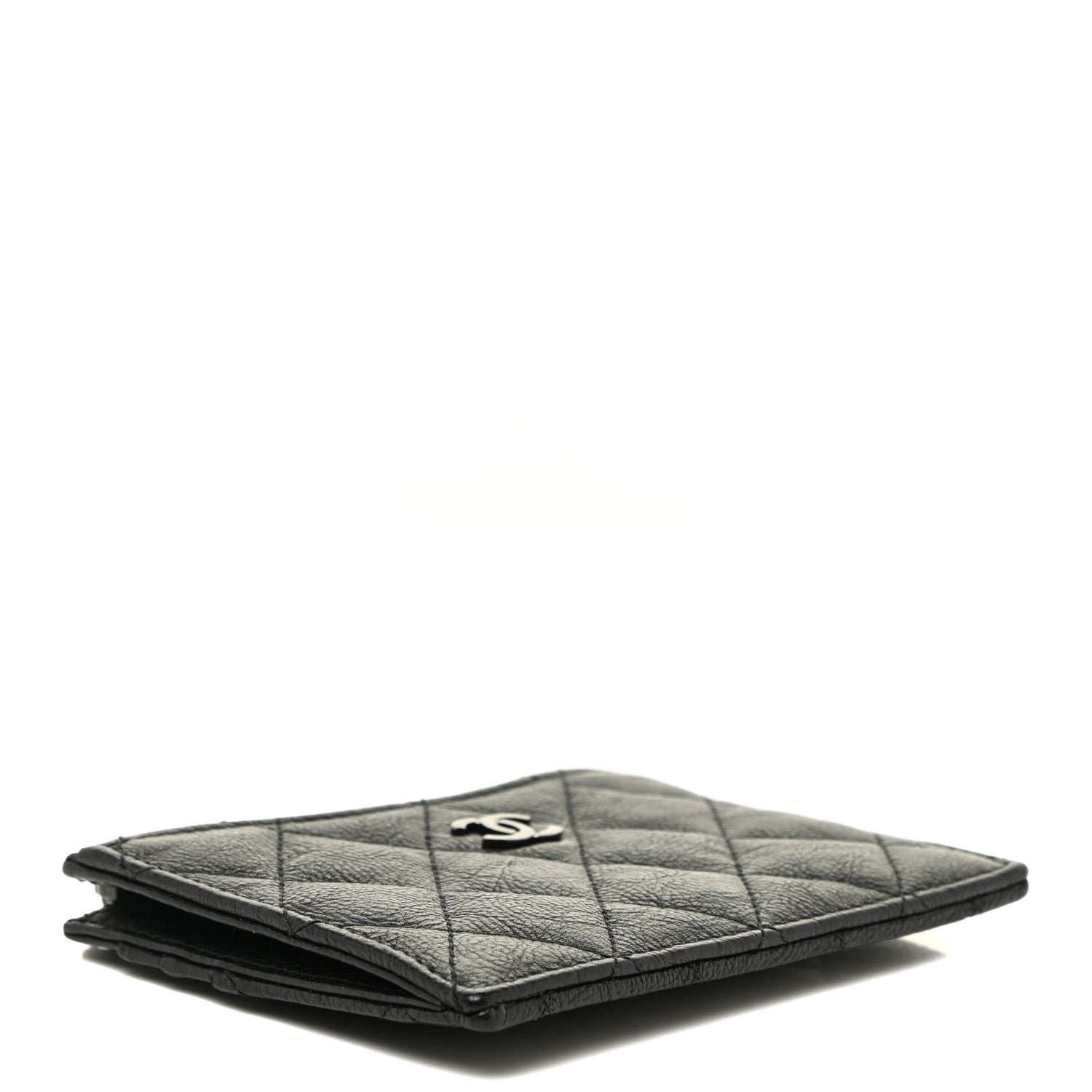 Chanel Crinkled Calfskin Quilted CC Zip Card Holder So Black 4 of 11
