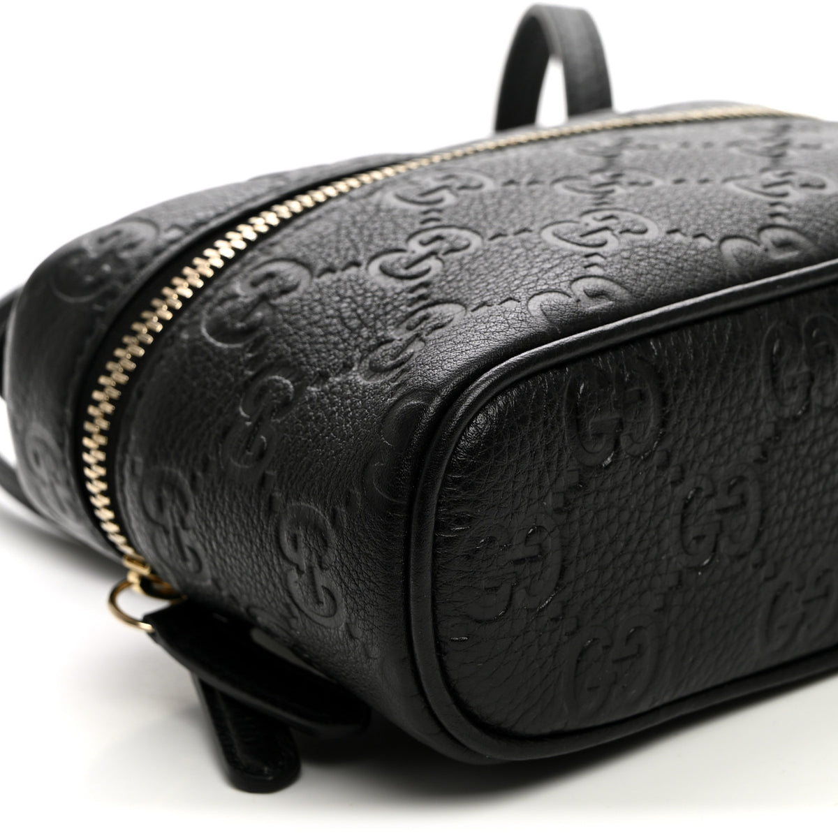 Gucci GG Calfskin Embossed Emblem Super MIni Crossbody Bag Black 8 of 9