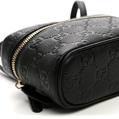Gucci GG Calfskin Embossed Emblem Super MIni Crossbody Bag Black 8 of 9