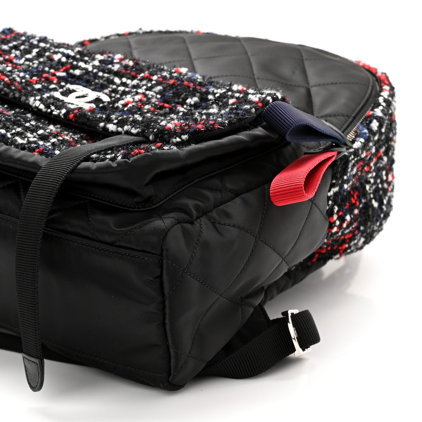 Tweed Nylon Quilted Astronaut Essentials Backpack Black Multicolor
