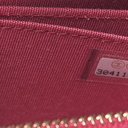 Chanel Shiny Goatskin Quilted 19 Zip Around Coin Purse Wallet Pink 7 of 7