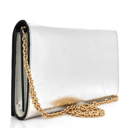 Saint Laurent Metallic Crinkled Calfskin Belle de Jour Chain Clutch Silver 3 of 16