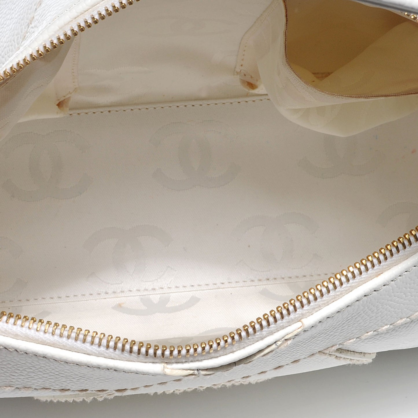 Caviar CC Stitched Hobo White