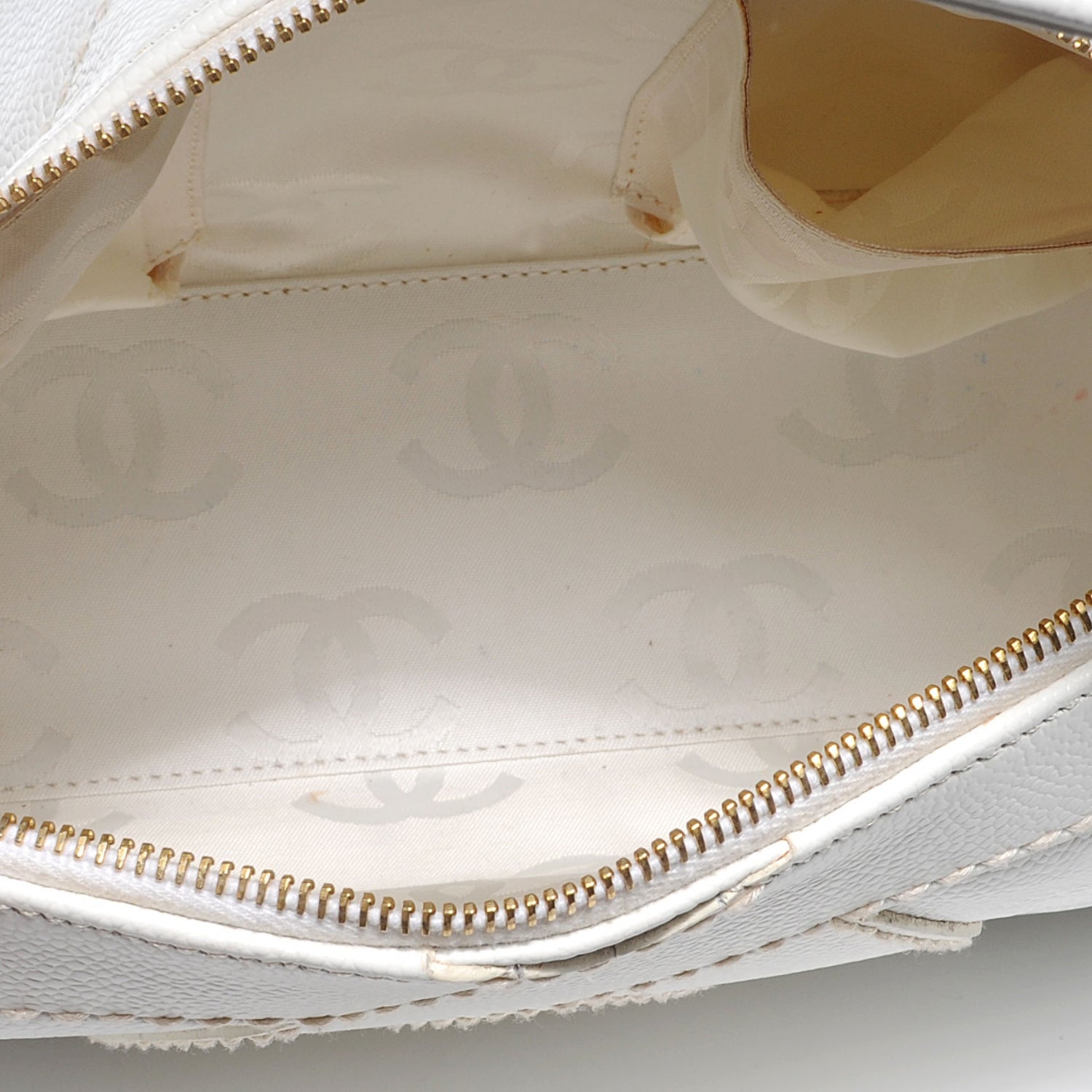 Chanel Caviar CC Stitched Hobo White 5 of 7