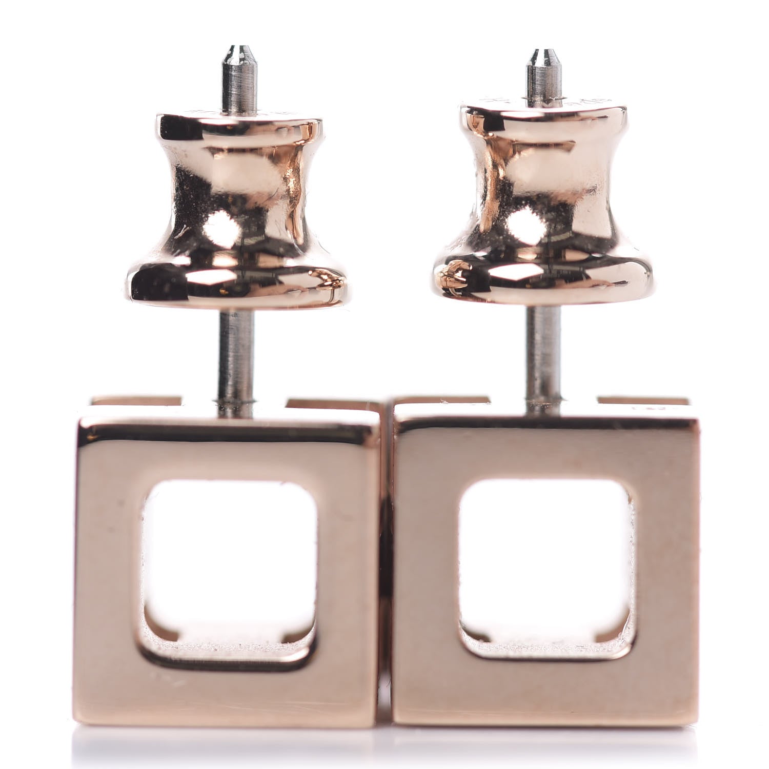 Hermes Rose Gold Plated Cage d' H Earrings Black 2 of 3