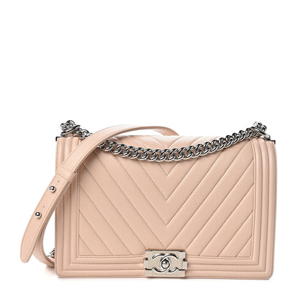 Chanel Calfskin Chevron Quilted New Medium Boy Flap Beige 1 of 11