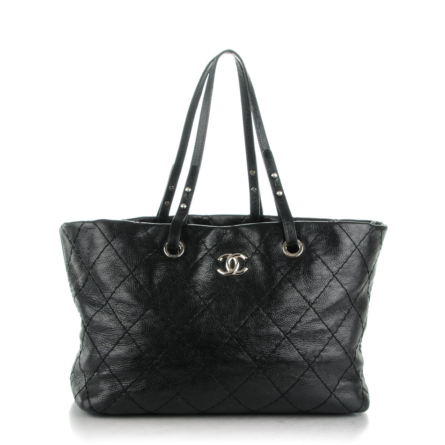 Chanel Glazed Calfskin Large On The Road Tote Black 1 of 10