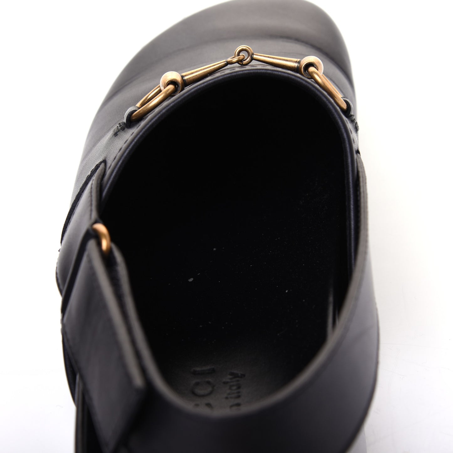 Calfskin Mens Horsebit River Slingback Slippers 10 Black